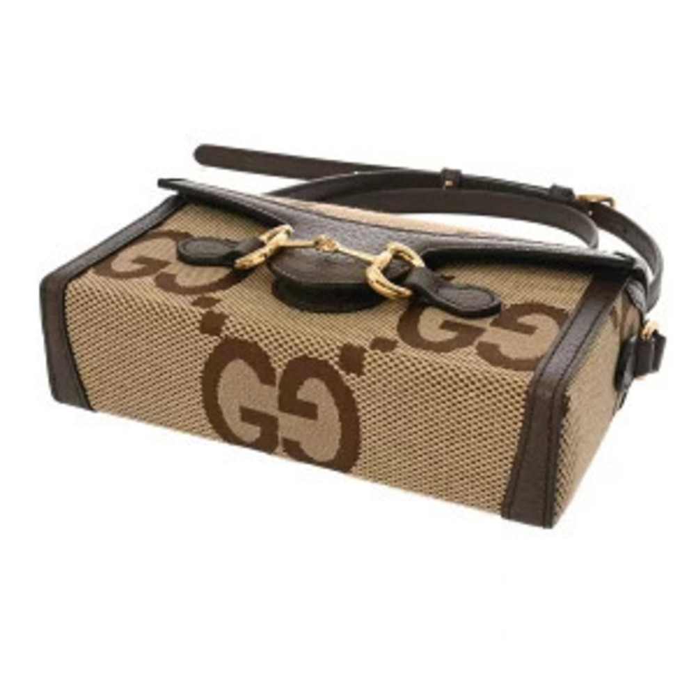 Gucci Beige Canvas Horsebit Leather Bag Tan Shoulder Camel Brown - Picture 4 of 9